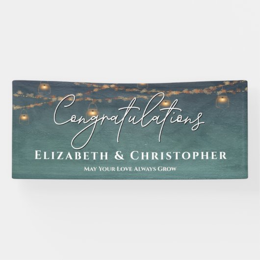 おめでとう素朴ティーライト婚約パーティ 横断幕 (横)