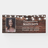 おめでとう素朴木製ストリングライツグラッド写真 横断幕 (横)