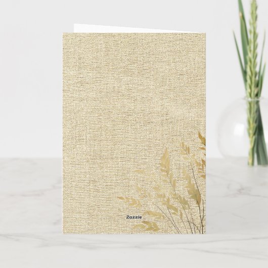おめでとう素朴金ゴールドの葉の大学院写真 カード (裏面)
