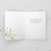 おめでとう素朴金ゴールドの葉の大学院写真 カード (内部)