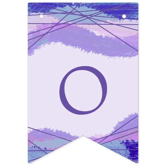 おめでとう紫ラベンダー幾何学模様 バンティングフラッグ (第2の旗)