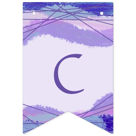 おめでとう紫ラベンダー幾何学模様 バンティングフラッグ (第1の旗)