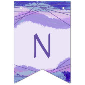 おめでとう紫ラベンダー幾何学模様 バンティングフラッグ (第3の旗)