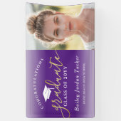 おめでとう紫金ゴールド写真卒業 横断幕 (縦)