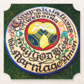 おめでとう結婚おめでとうございます。有機緑 ペーパーコースター (正面)