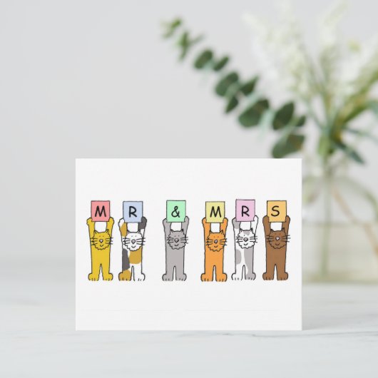 おめでとう結婚かわいい猫たち ポストカード (スタンド正面)