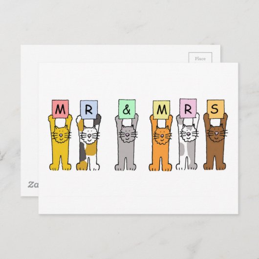 おめでとう結婚かわいい猫たち ポストカード (正面/裏面)