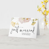 おめでとう結婚のたった今結婚しました新郎新婦 カード (黄色い花)