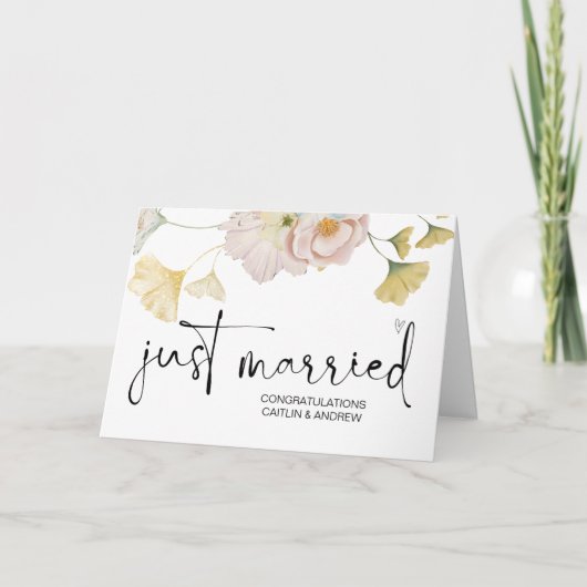 おめでとう結婚のたった今結婚しました新郎新婦 カード (正面)