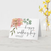 おめでとう結婚のたった今結婚しました新郎新婦 カード (黄色い花)