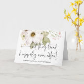 おめでとう結婚のたった今結婚しました新郎新婦 カード (黄色い花)