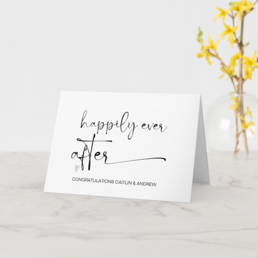 おめでとう結婚のたった今結婚しました新郎新婦 カード (黄色い花)