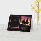 おめでとう結婚のカスタム写真ウェスタンカー カード (黄色い花)