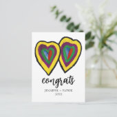 おめでとう結婚の婚約ギフトハート。 シーズンポストカード (スタンド正面)