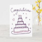 おめでとう結婚の婚約スケッチドードル カード (黄色い花)