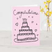 おめでとう結婚の婚約スケッチドードル カード (黄色い花)