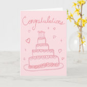 おめでとう結婚の婚約スケッチドードル カード (黄色い花)