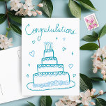 おめでとう結婚の婚約スケッチドードル ポストカード<br><div class="desc">ケーキの甘いスケッチかわいらしは、誰かが自分の婚約を祝う結婚!「クリックデザインツールを使用して編集」でフォント、色、配置を調整背景色も変更するか、ショップで色のオプションを確認する。自分カスタマイズの文字で私の店をチェックするか、何かもし好きなことを教えてカスタムくれ！好きなカスタムアもしートを！:)直接メッセージを送ってくれ。</div>