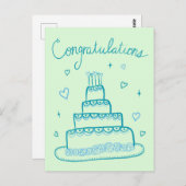 おめでとう結婚の婚約スケッチドードル ポストカード (正面/裏面)