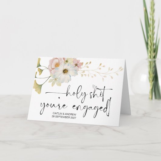 おめでとう結婚の婚約新郎新婦 カード (正面)