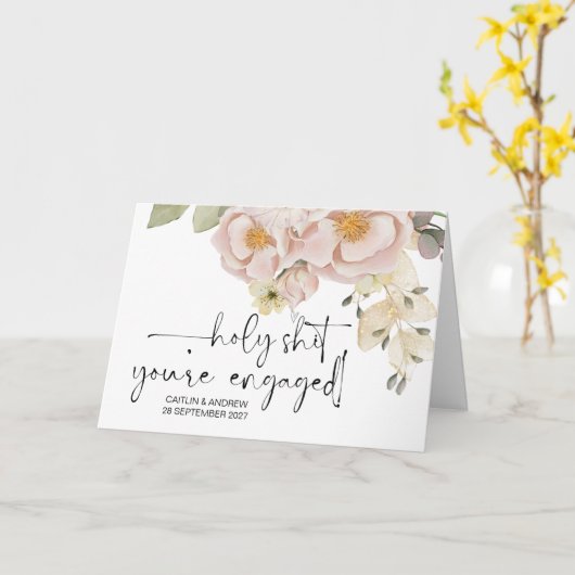 おめでとう結婚の婚約新郎新婦 カード (黄色い花)