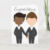 おめでとう結婚ゲイ異人種男性カップル カード (正面)