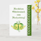 おめでとう結婚フローラハートバードドイツ カード (黄色い花)