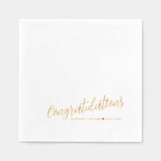 おめでとう結婚リトルハートカップルイベント 箔ナプキン (正面)