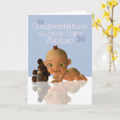 おめでとう美しい男の赤ちゃん カード (黄色い花)