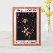 おめでとう花火が打ち上がる カード (黄色い花)