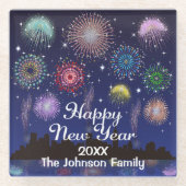 おめでとう花火 ガラスコースター (正面)