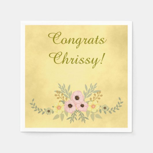 おめでとう花 スタンダードカクテルナプキン (正面)