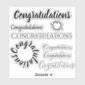 おめでとう言葉のみ |黒いフローラスクリプト シール (シート)