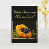 おめでとう記念日のお母さんとパパのボクサーグリーティングカード カード (黄色い花)