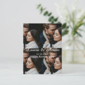 おめでとう記念日 フォトコラージュ 名前 日付 シンプルなデザイン ポストカード (スタンド正面)