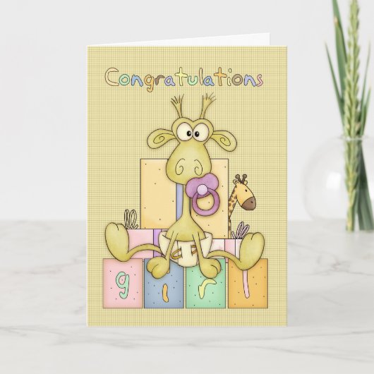 おめでとう誕生のベビーガールカード – かわいいBab カード (正面)