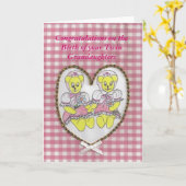 おめでとう誕生の双子のおばあさん カード (黄色い花)