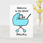 おめでとう誕生男の赤ちゃん青 カード (黄色い花)