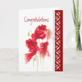 おめでとう赤いポピーズガーデンフラワー カード (正面)