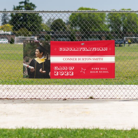 おめでとう赤と白モノグラム 横断幕 (インサイチュ)