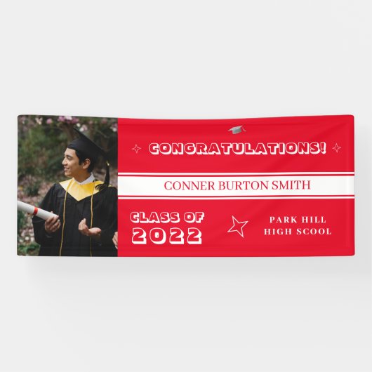 おめでとう赤と白モノグラム 横断幕 (横)