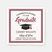 おめでとう赤白黒モダン卒業 スタンダードカクテルナプキン (正面)