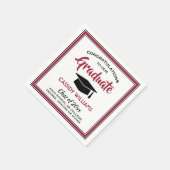 おめでとう赤白黒モダン卒業 スタンダードカクテルナプキン (角)