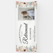 おめでとう退職写真パステルフローラ 横断幕 (縦)