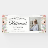 おめでとう退職写真 パステルフラワー 横断幕 (横)