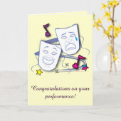 おめでとう遊:コメディと悲劇の仮面 カード (黄色い花)