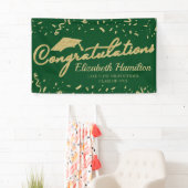 おめでとう金ゴールドとグリーン卒業バナー 横断幕 (インサイチュ)