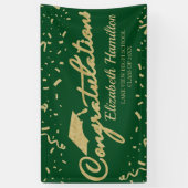 おめでとう金ゴールドとグリーン卒業バナー 横断幕 (縦)