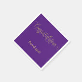 おめでとう金ゴールドグリッタータイポグラフィ紫 スタンダードカクテルナプキン (角)