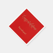 おめでとう金ゴールドグリッタータイポグラフィ赤 スタンダードカクテルナプキン (角)